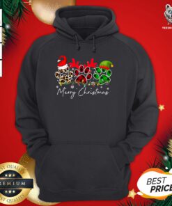 Cute Dog Paw Santa Reindeer Merry Christmas Tree Hoodie - Design By Teeshirtbear.com
