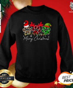 Cute Dog Paw Santa Reindeer Merry Christmas Tree Sweatshirt - Design By Teeshirtbear.com