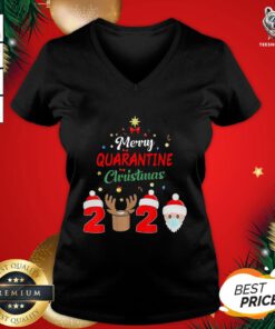 Cute Merry Quarantine Christmas 2020 Xmas Pajamas Holidays V-neck - Design By Teeshirtbear.com