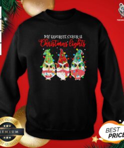Cute Owls Gnomes My Favorite Color Is Christmas Light Sweatshirt - Design By Teeshirtbear.com