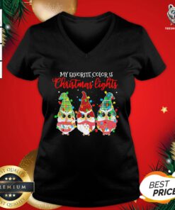 Cute Owls Gnomes My Favorite Color Is Christmas Light V-neck - Design By Teeshirtbear.com