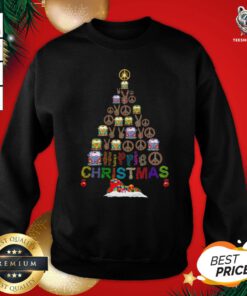 Cute Peace Hippie Bus Christmas Tree Sweatshirt - Design By Teeshirtbear.com
