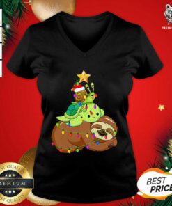 Sloth Turtle Snail Quarantine Pajama Christmas 2020 V-neck - Design By Teeshirtbear.com