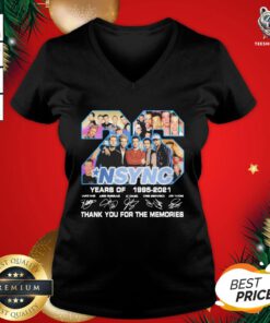 Funny NSYNC 25 Years Of 1955 2021 Thank You For The Memories Signatures V-neck - Design By Teeshirtbear.com