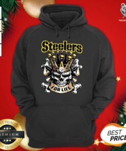 Skull Pittsburgh Steelers For Life Hoodie - Design By Teeshirtbear.com
