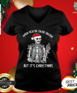 Funny When You're Dead Inside But It Is Christmas V-neck- Design by T-shirtBear.com