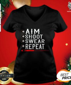 Good Aim Shoot Swear Repeat Billiards Christmas V-neck - Design By Teeshirtbear.com