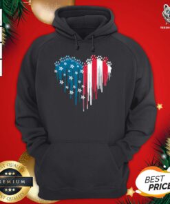 Good Dog Paw Heart American Flag Hoodie - Design By Teeshirtbear.com
