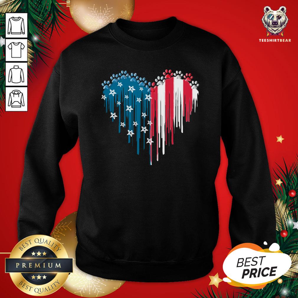 Good Dog Paw Heart American Flag Sweatshirt - Design By Teeshirtbear.com Good Dog Paw Heart American Flag Sweatshirt - Design By Teeshirtbear.com