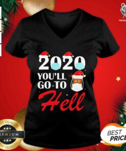 Great 2020 Youll Go To Hell Christmas Reindeer Mask Xmas V-neck - Design By Teeshirtbear.com