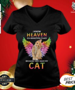Great I Know Heaven Is A Beautiful Place Because They Have My Cat V-neck - Design By Teeshirtbear.com
