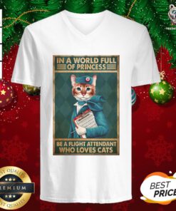 Great Light Attendants Easily Distracted In A World Full Of Princess Be A Flight Attendant Who Loves Cats V-neck - Design By Teeshirtbear.com