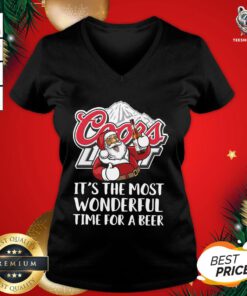 Great Santa Claus Drink Coors Light It’s The Most Wonderful Time For A Beer Christmas V-neck - Design By Teeshirtbear.com
