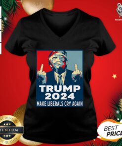 Great Trump 2024 Make Liberals Cry Again V-neck - Design By Teeshirtbear.com