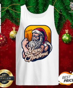 Great Xmas Strong Cool Santa Claus Merry Christmas With Background Tree Tank Top - Design By Teeshirtbear.com