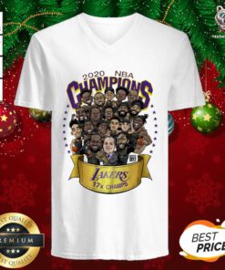 2020 Nba Champions Los Angeles Lakers 17 Champs Cartoon V-neck - Design By Teeshirtbear.com