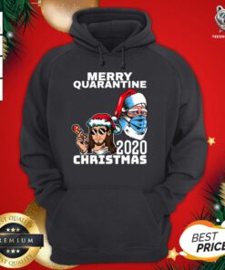 Happy Santa With Face Mask Merry Quarantine 2020 Christmas Hoodie - Design By Teeshirtbear.com