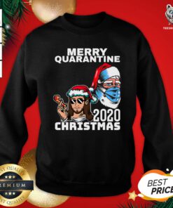Happy Santa With Face Mask Merry Quarantine 2020 Christmas Sweatshirt - Design By Teeshirtbear.com