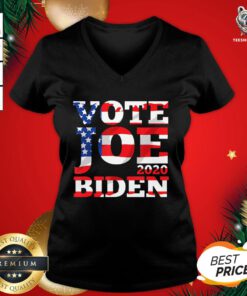 Happy Vote Joe Biden 2020 American Flag V-neck - Design By Teeshirtbear.com