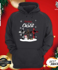 Hot Christmas Begins With Christ Sowman Jesus Christmas Ugly Hoodie - Design By Teeshirtbear.com