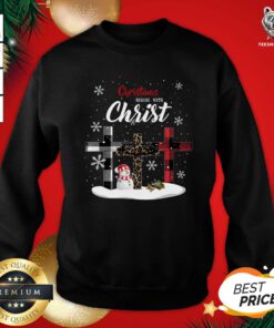 Hot Christmas Begins With Christ Sowman Jesus Christmas Ugly Sweatshirt - Design By Teeshirtbear.com
