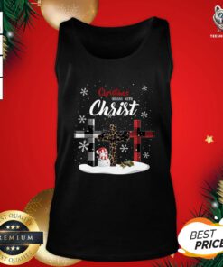 Hot Christmas Begins With Christ Sowman Jesus Christmas Ugly Tank Top - Design By Teeshirtbear.com