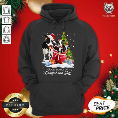 Cows Santa Good Tiding Of Comfort And Joy Merry Christmas Tree Gift Hoodie - Design By Teeshirtbear.com Cows Santa Good Tiding Of Comfort And Joy Merry Christmas Tree Gift Hoodie - Design By Teeshirtbear.com