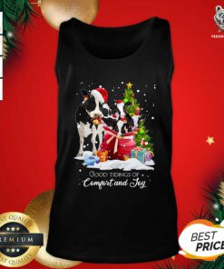 Cows Santa Good Tiding Of Comfort And Joy Merry Christmas Tree Gift Tank Top - Design By Teeshirtbear.com
