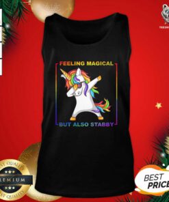 Lgbt Unicorn Dabbing Feeling Magical But Also Stabby Tank Top - Design By Teeshirtbear.com