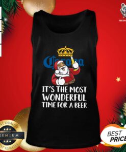 Hot Santa Claus Drink Corona Extra It’s The Most Wonderful Time For A Beer Christmas Tank Top - Design By Teeshirtbear.com