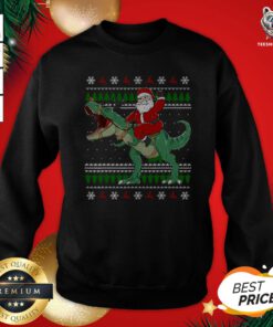 Nice Dinosaur T Rex Santa Ride Funny Ugly Christmas Sweatshirt- Design by T-shirtBear.com