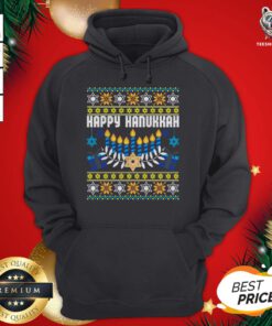 Nice Happy Hanukkah Jew Menorah Jewish Ugly Christmas Hoodie- Design by T-shirtBear.com