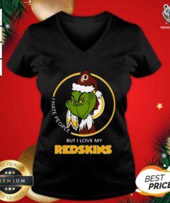 Nice I Hate People But I Love My Washington Redskins Grinch V-neck - Design By Teeshirtbear.com