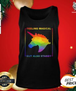 Nice LGBT Unicorn Feeling Magical But Also Stabby Tank Top - Design By Teeshirtbear.com