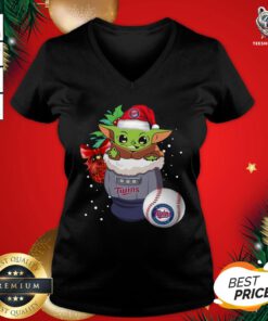 Nice Los Angeles Dodgers Christmas Baby Yoda Star Wars Funny Happy MLB V-neck- Design by T-shirtBear.com