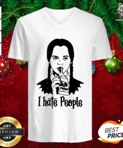 Nice Wednesday Addams I Hate People V-neck - Design By Teeshirtbear.com
