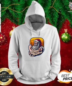 Nice Xmas Strong Cool Santa Claus Merry Christmas With Background Tree Hoodie - Design By Teeshirtbear.com