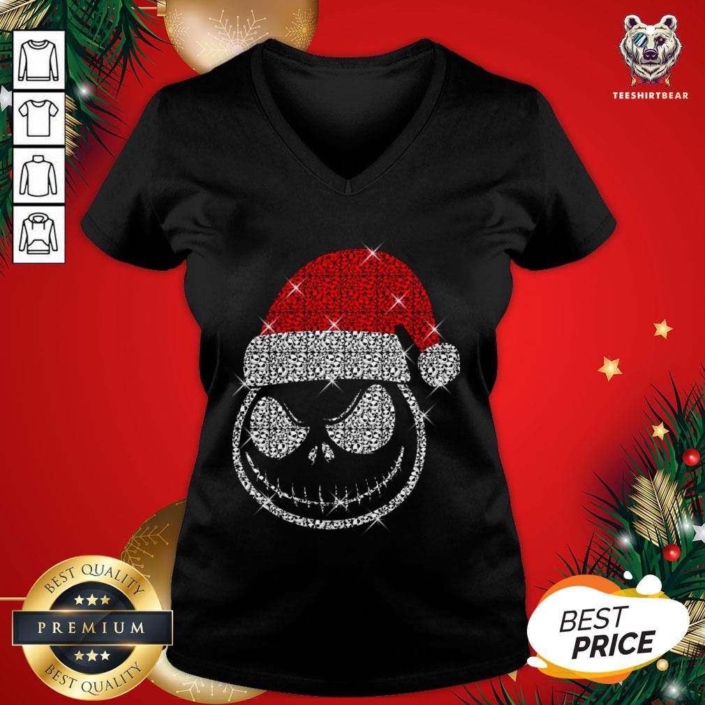 Official Face Jack Skellington Santa Christmas V-neck - Design By Teeshirtbear.com Official Face Jack Skellington Santa Christmas V-neck - Design By Teeshirtbear.com