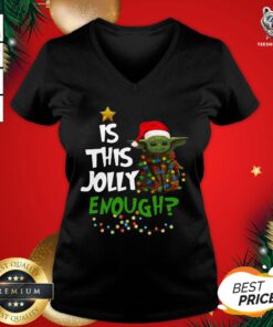 Original Baby Yoda Is This Jolly Enough Christmas V-neck- Design by T-shirtBear.com