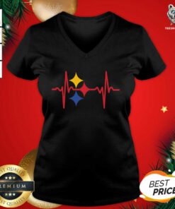 Pittsburgh Steelers Heartbeat V-neck - Design By Teeshirtbear.com