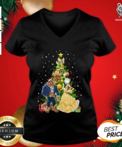 Perfect Beauty And The Beast Christmas Tree V-neck - Design By Teeshirtbear.com