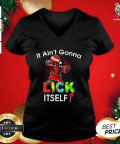 Perfect Deadpool It Ain’t Gonna Lick Itself Christmas V-neck - Design By Teeshirtbear.com