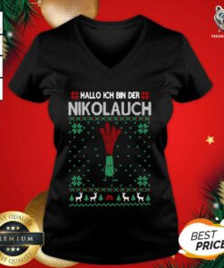 Perfect Hallo Merry Christmas Hallo Ich Bin Der Nikolaus V-neck - Design By Teeshirtbear.com