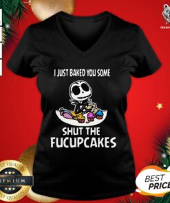 Perfect Jack Skellington I Just Baked You Some Shut The Fucupcakes V-neck - Design By Teeshirtbear.com