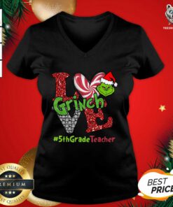 Love Grinch #5thGradeTeacher Christmas V-neck - Design By Teeshirtbear.com