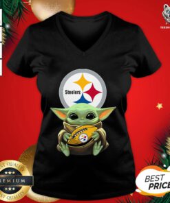 Premium Baby Yoda Steelers V-neck - Design By Teeshirtbear.com