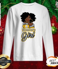 Premium Black Girl Pittsburgh Steelers Girl Sweatshirt - Design By Teeshirtbear.com