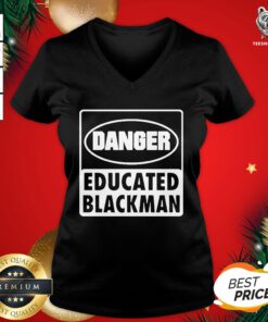 Premium Danger Educated Black Man V-neck - Design By Teeshirtbear.com