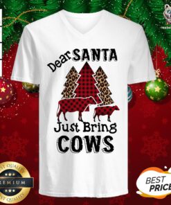 Premium Dear Santa Just Bring Cows V-neck- Design by T-shirtBear.com