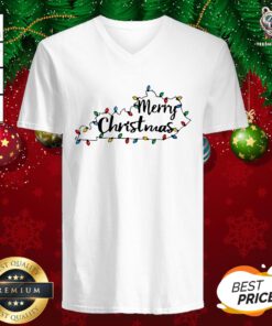 Premium Kentucky Merry Christmas Light V-neck - Design By Teeshirtbear.com